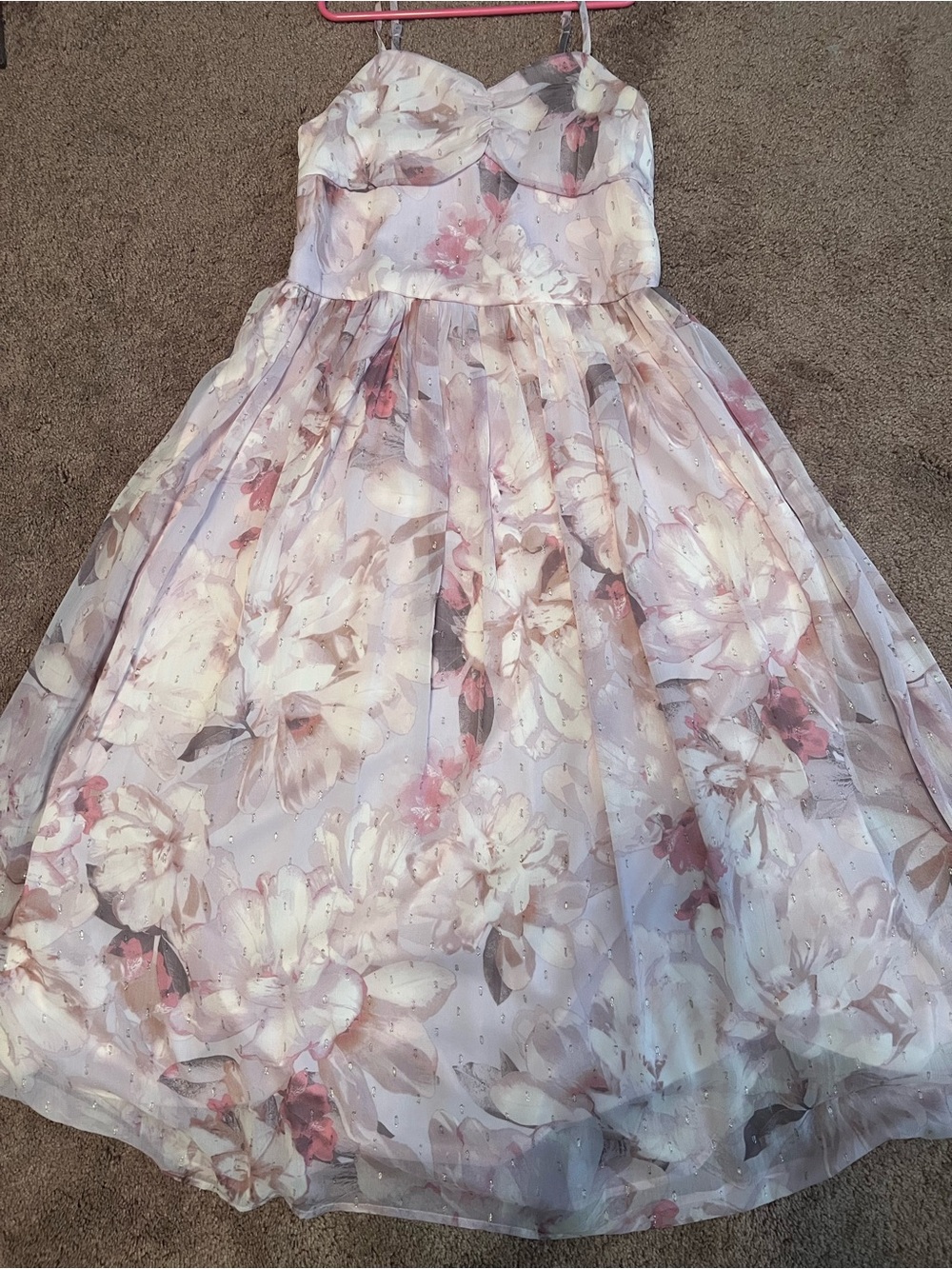 Zunie Pink and Cream Floral Tulle Party Dress
